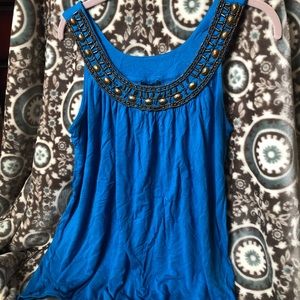 Cute blue flowy tank top